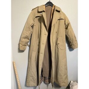 Vintage Tan Canvas Trench Coat With Wool Blend Removable Liner Unbranded Size 6